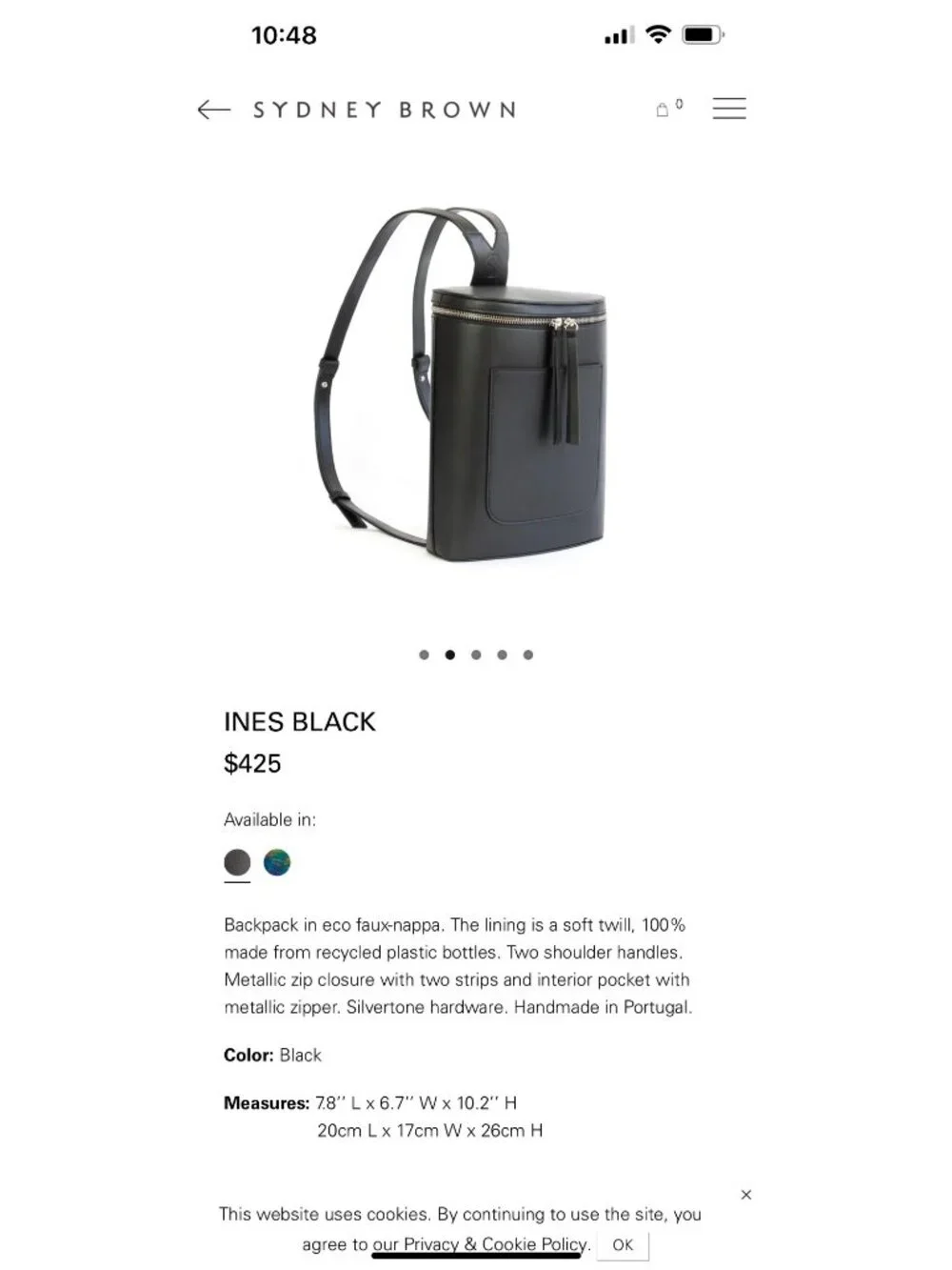 SYDNEY BROWN Ines Backpack Eco Faux-Nappa Leather